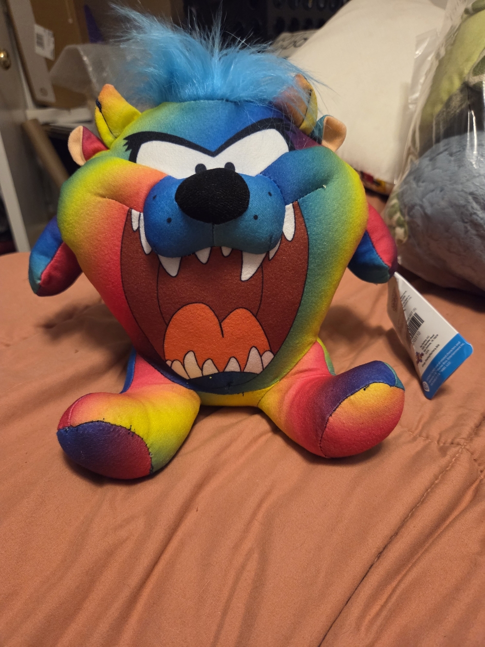 Rainbow Plush Taz Stuffed Animal - Colorful Kids Toy